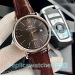 IWC Portofino Black Dial Brown Leather Strap Clone Watch